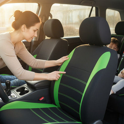 HOUSSE SIEGE AUTO vert maman installant housses confortable sur sièges voiture  