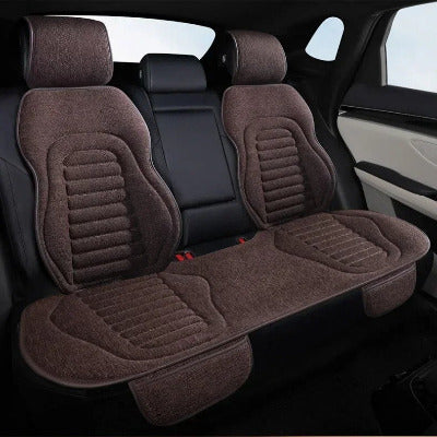 Housse de voiture siège arrière marron lin matériau naturel biodégradable