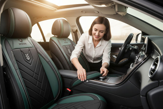 Housse pour siège de voiture protection complète femme installant housse sur sièges voiture  