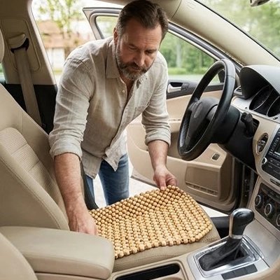 Couvre siege automobile homme intallant couvre siege  structure textile elastique