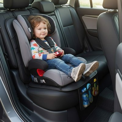 couvre siège pour voiture bebe installé confortablement dans siege auto arriere voiture 
