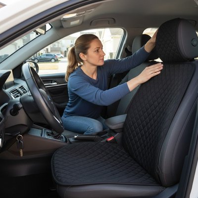 couvre sieges autos Installation facile femme installant couvre siege avant voiture  