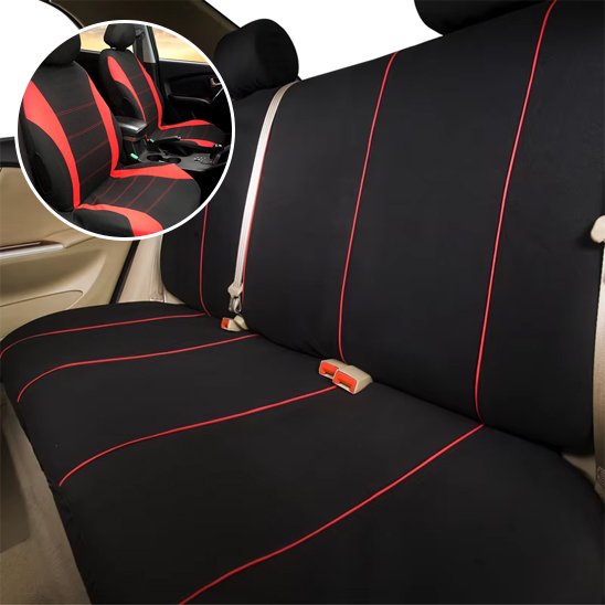 housse de voiture noir rouge offrant couverture complète sièges arrière