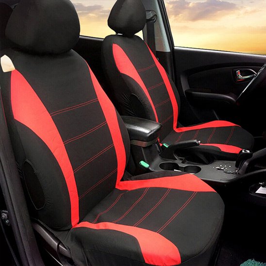 housse de voiture siege avant noir rouge maintien parfait sur les sièges