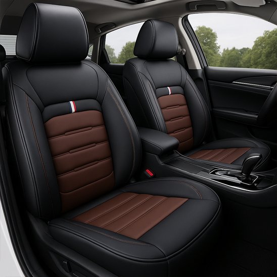 Housse pour voiture noir et café confortable et lisse au toucher