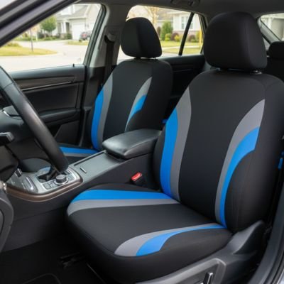 Housse siege pour voiture bleu et gris élégante 