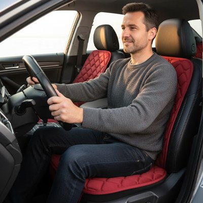 housse voiture rouge doux procurant une sensation agréable et chaleureuse