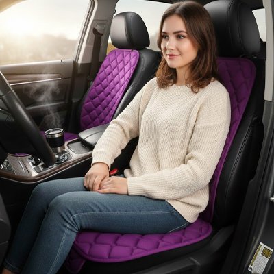 housse voiture violet confort ergonomique femme assise confortable dans voiture 
