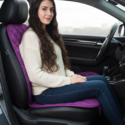 housse voiture violet réduit  fatigue dorsale femme confortable dans voiture 