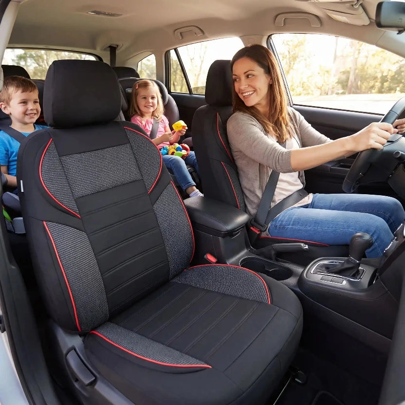 housse pour siege de voiture femme assise au volant voiture avec enfant à l'arrière