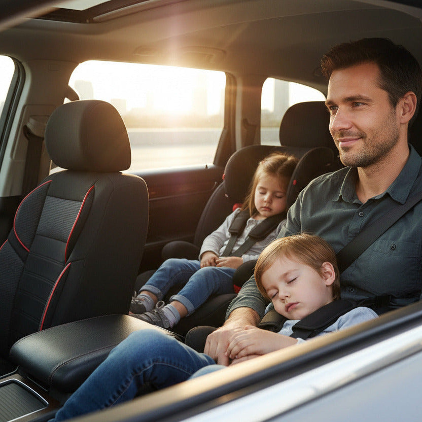 housse pour siege de voiture homme assis confortable dans voiture avec les enfant faisant sieste