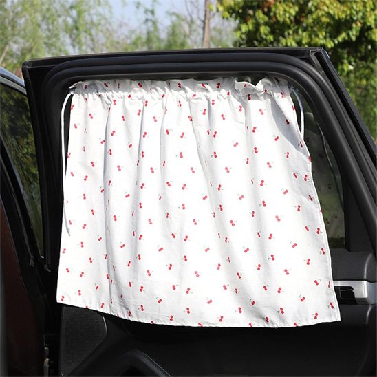 Pare soleil blanc fleuri pour vitre latérale voiture familiale