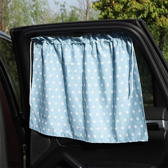 Pare soleil bleu ciel fleuri pour vitre latérale voiture familiale
