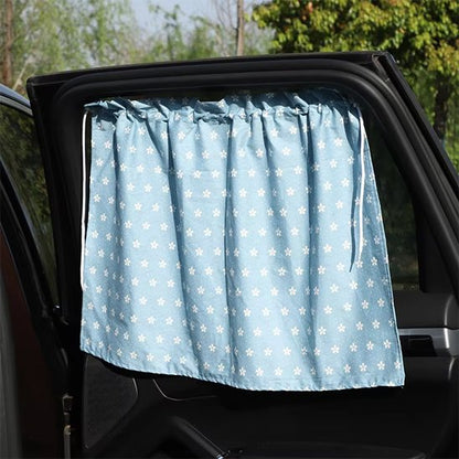 Pare soleil bleu ciel fleuri pour vitre latérale voiture familiale