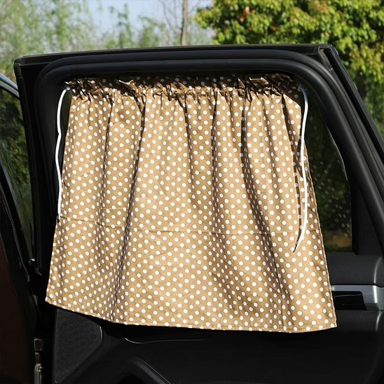 Pare soleil kaki pointillé blanc pour vitre latérale voiture familiale