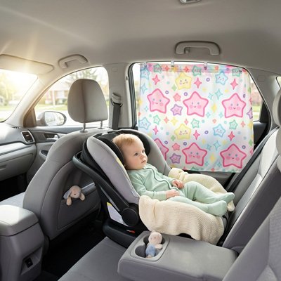 pare soleil pour voiture BEBE INTALLE SIEGE ARRIERE VOITURE AVEC PARE SOLEIL ETOILE