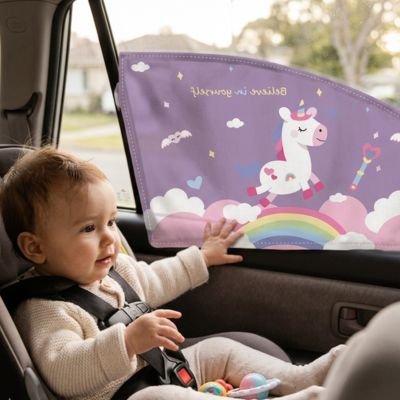 Pare soleil voiture bébé confortable siege arriere voiture touche pare soleil  dessin licorne 