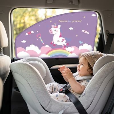 Pare soleil voiture bébé installe siege arriere voiture joyeux avec pare soleil dessin licorne 
