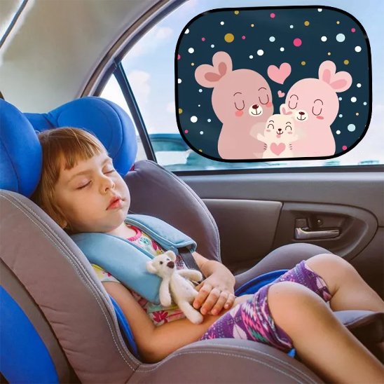 Pare soleil voiture bébé lapin mignon rose avec enfant confortable dort siege arriere voiture 