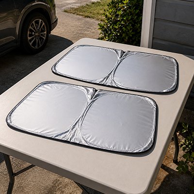 Pare soleil voiture exposé sur table