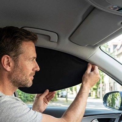 Pare soleil voiture homme intalle vitre latérale avant gauche
