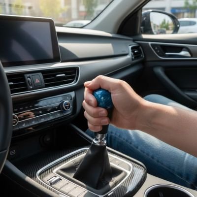 pommeau de levier de vitesse forme arrondie assurant prise en main confortable 
