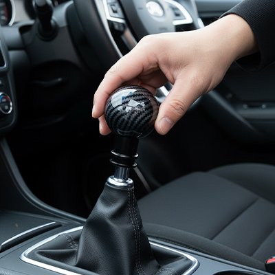 Pommeau levier de vitesse surface carbone au toucher agréable