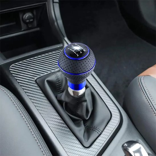 pommeaux levier de vitesse cuir perforé motif bleu élégant esthétique racing pour voiture 