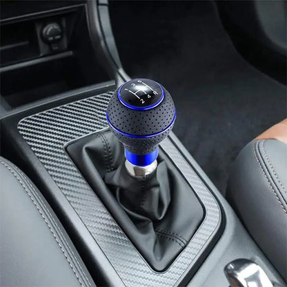 pommeaux levier de vitesse cuir perforé motif bleu élégant esthétique racing pour voiture 