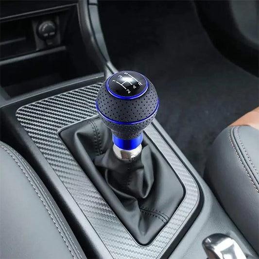 pommeaux levier de vitesse cuir perforé motif bleu élégant esthétique racing pour voiture 