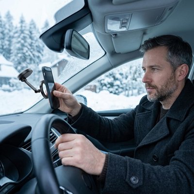 Support téléphone voiture installation polyvalente sur pare brise voiture main au volant