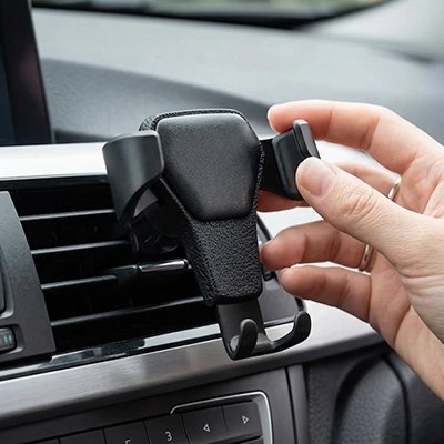 Support téléphone voiture noir élégant facile à intallé sur grille aération voiture