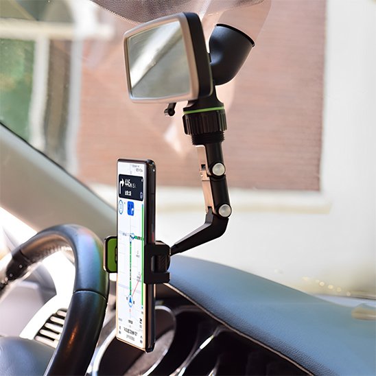 support voiture pour telephone installé par serrage  sur rétroviseur intérieur voiture 